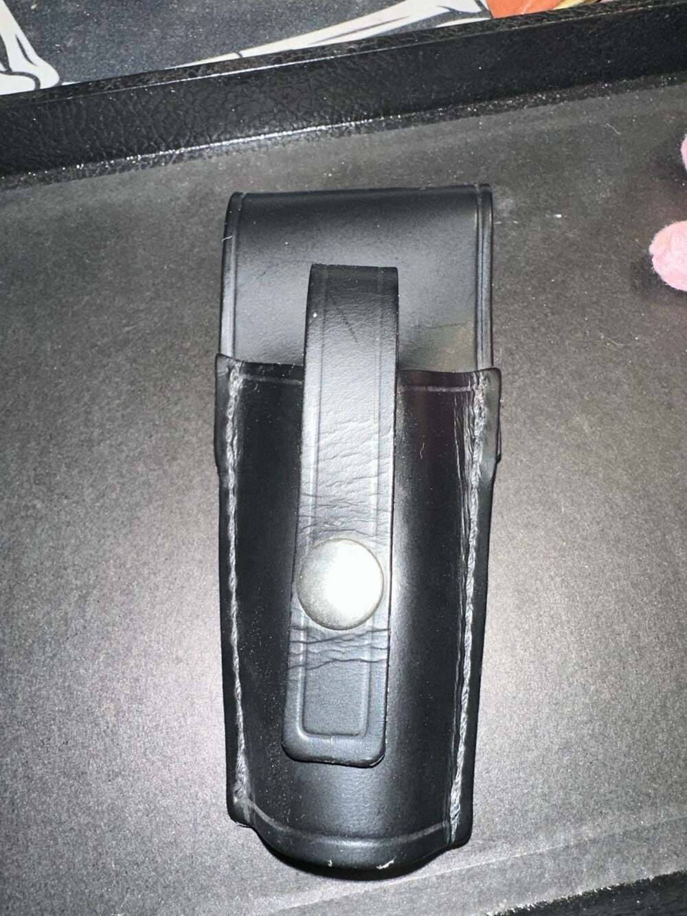 Vintage Jay-Pee Black Leather Police Flashlight Holder Belt Pouch